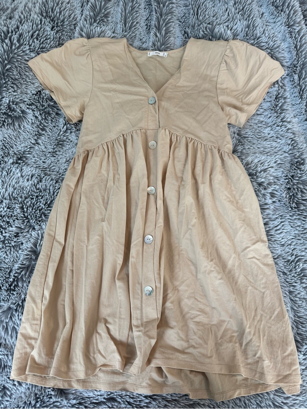 Mango Beige Button-Front Casual Dress